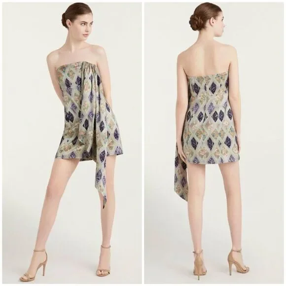 New CINQ À SEPT Luisa Silk Strapless Mini Dress in Green size 8